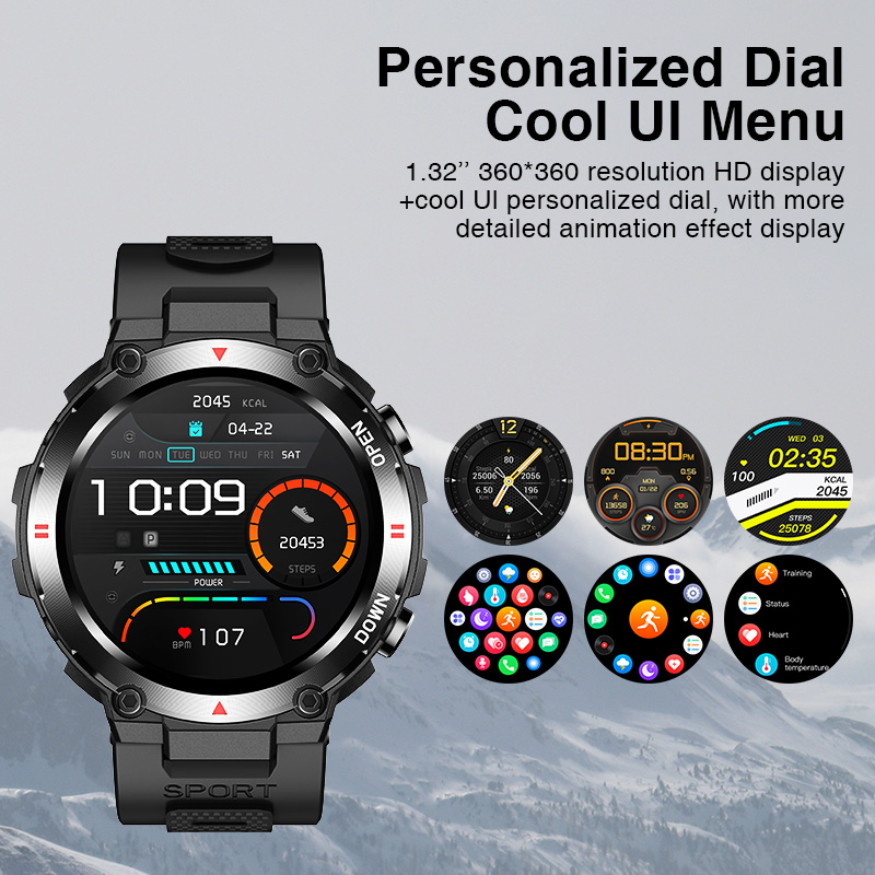 Aolon Tetra R2 Smartwatch Jam Tangan Original Waterproof IP68 Tracker Outdoor Custom Wallpaper Sports Fitness Tracker Bluetooth Call For Pria Wanita-8