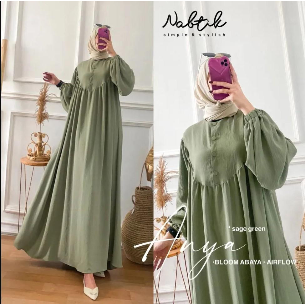 ANYA BLOOM DRESS CRINCLE // GAMIS MUSLIMAH KANCING AKTIF CRINCLE AIRFLOW