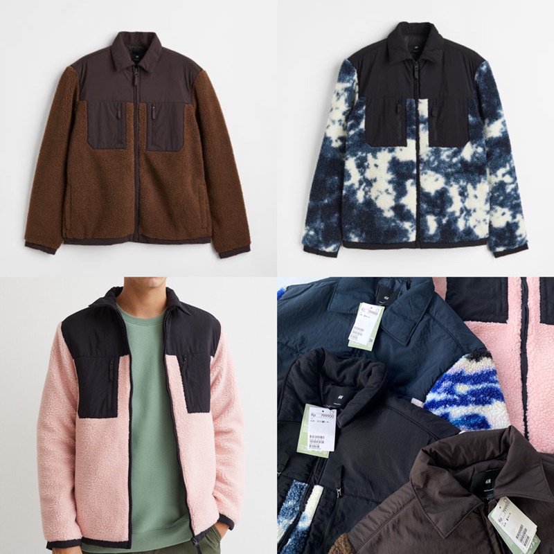 H&M reguler fit teddy overshirt jacket puffer new original