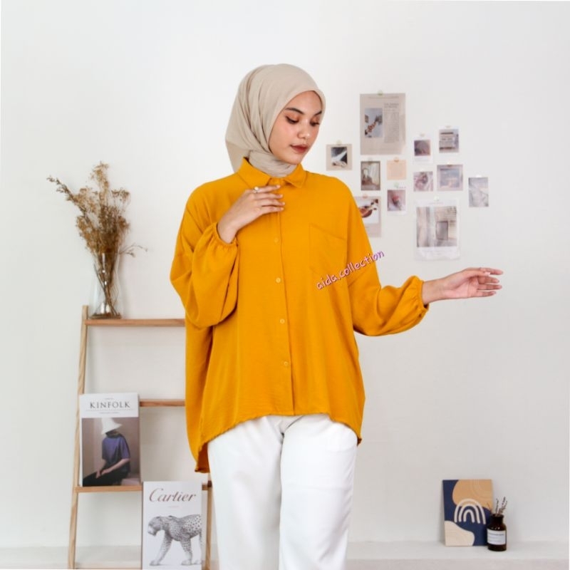 Diva Blouse Kemeja Oversize Atasan Wanita Blouse Jumbo Busui&amp;Friendly Kemeja Cringkle Cod