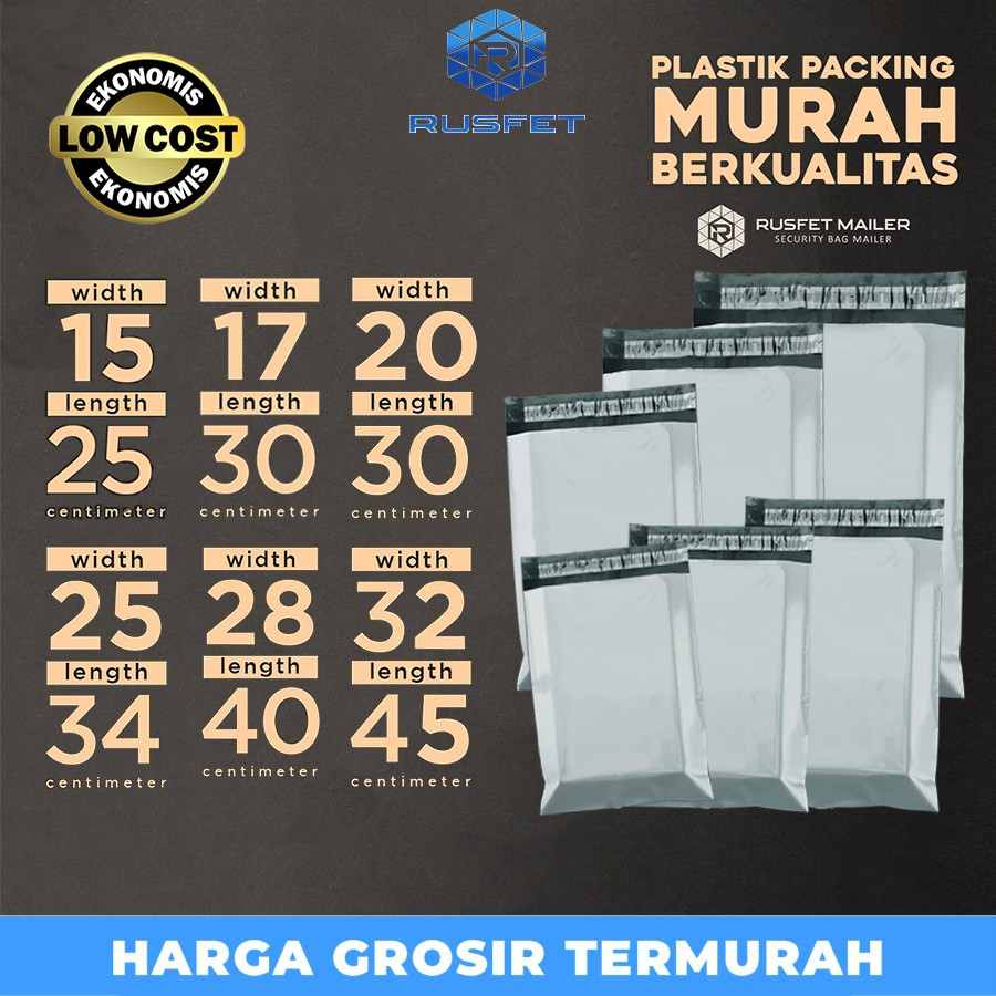 

Plastik Polymailer Pack LOW COST GRAY Rusfet Amplop Packing Polimailer