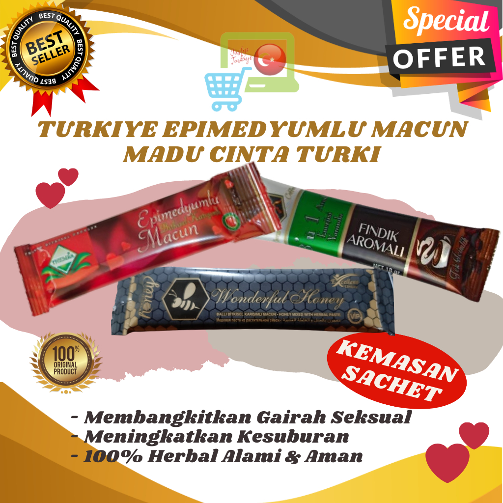 MADU &amp; KOPI CINTA EXP 2025/2026 SACHET EPIMEDYUMLU MACUN 100% PRODUK TURKI ORIGINAL DAN ALAMI / TURKEY PRODUCT