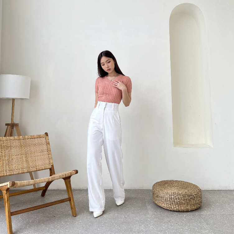 Devora Knit Textured Crop Top / Atasan Rajut / Blouse Casual / Korean Style