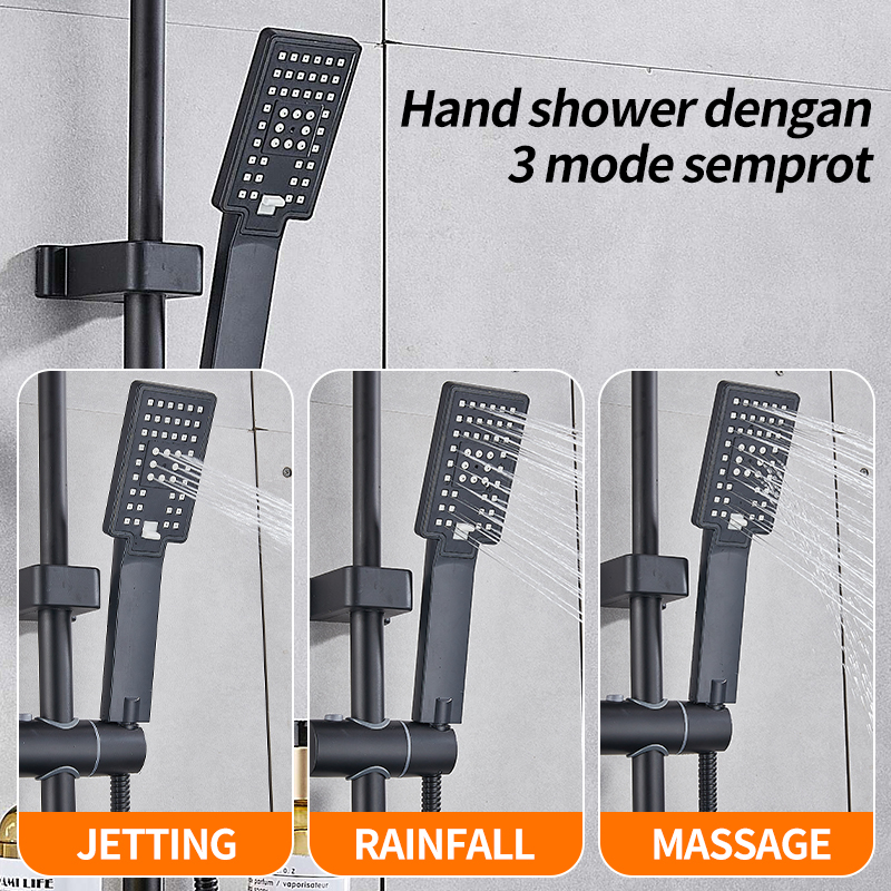 3 Dalam 1 Shower Colum Set Mandi / Set Kamar Mandi Besi Tahan / Set pancuran tembaga lengkap