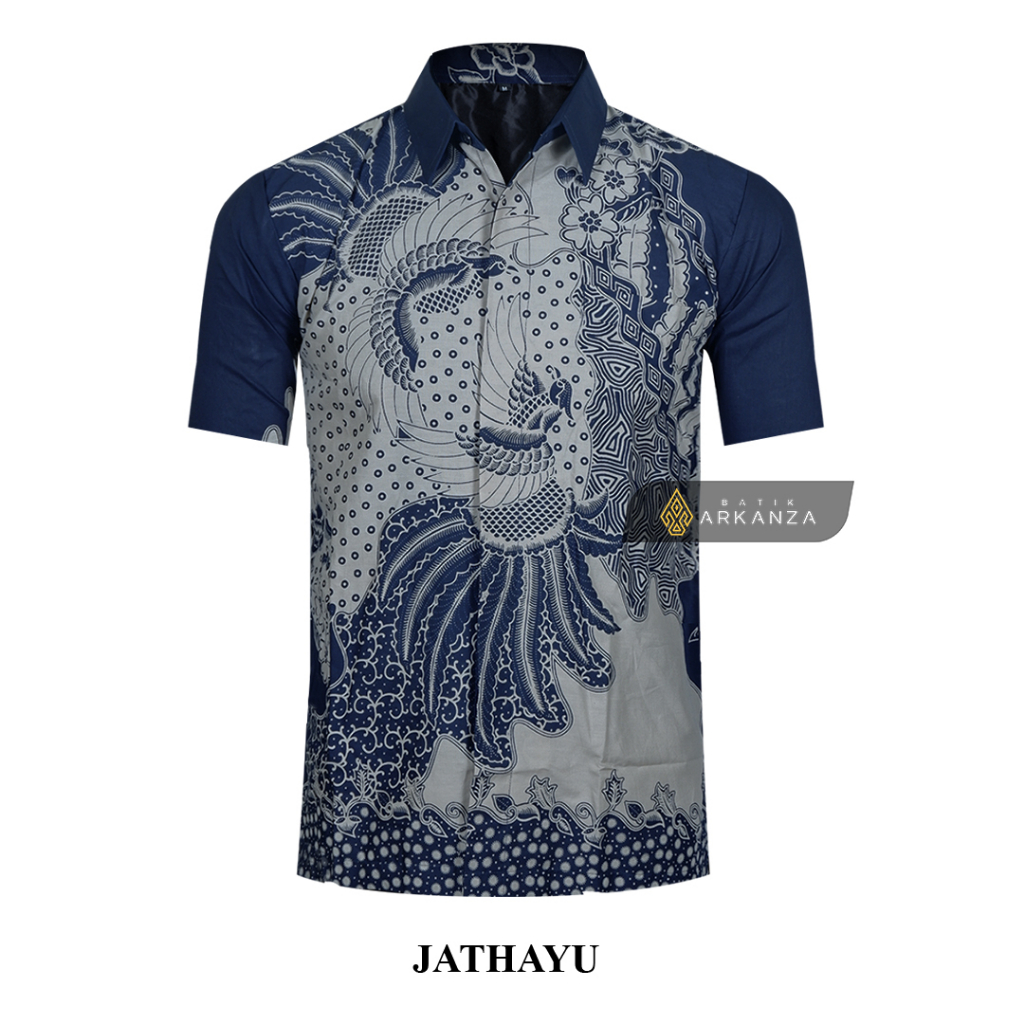 BATIK ARKANZA Motif JATHAYU Hem Atasan Kemeja Baju Batik Pria Cowok Laki Laki Slimfit Full Lapis Furing Lengan Panjang Lengan Pendek Original Asli