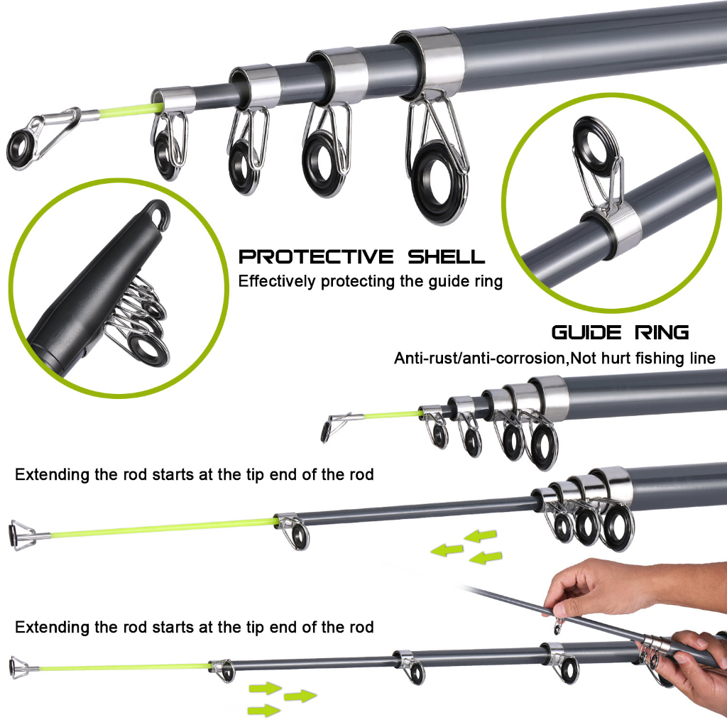 Pancing Set 2.1M-2.4M Joran Pancing Kaca Serat Teleskopik joran pancing laut dan 5.2:1 Rasio Gear 1000-4000 Ukuran Reel Pancing Fishing Rod Set untuk Memancing Di Luar Ruangan