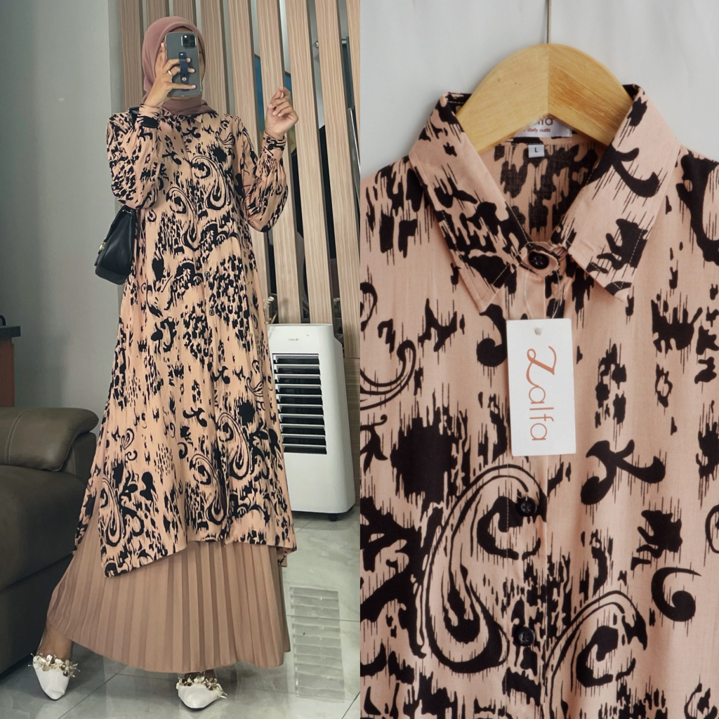 NEVILA VOL.1 long tunik abstrak by ZALFA OUTFIT