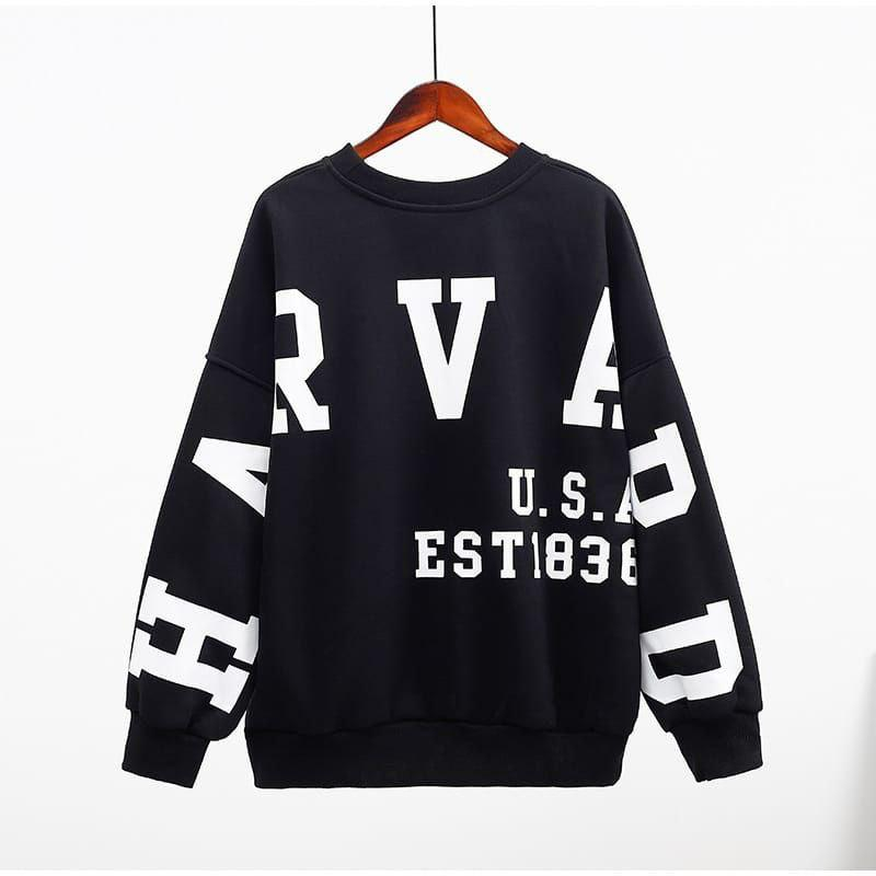 Sweater oblong uniseks lengan panjang - HAVARD BACK - Sweatshirt korean basic oversize