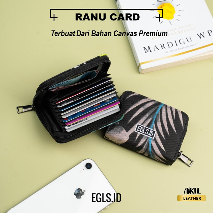 Dompet Kartu Resleting lipat Pria Wanita Unisex Multifungsi Egls Ranu Card Holder Wallet Bahan Canvas Premium