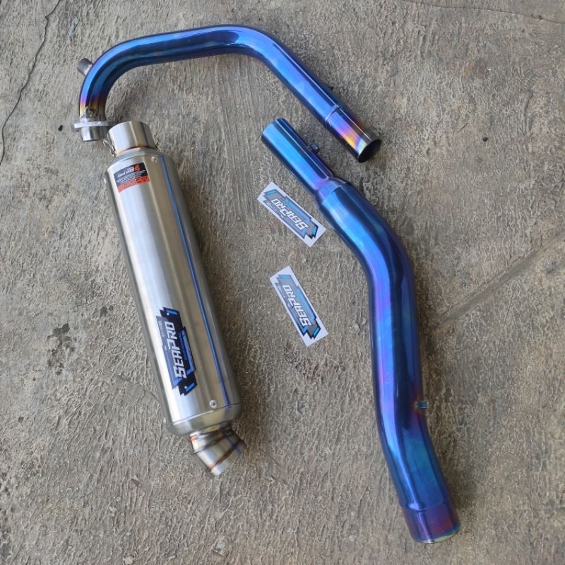 Knalpot Racing Fullset R15 GSX SONIC CBR150R CB150 MT15 SATRIA FU Inlet 50mm ORI Sea Pro