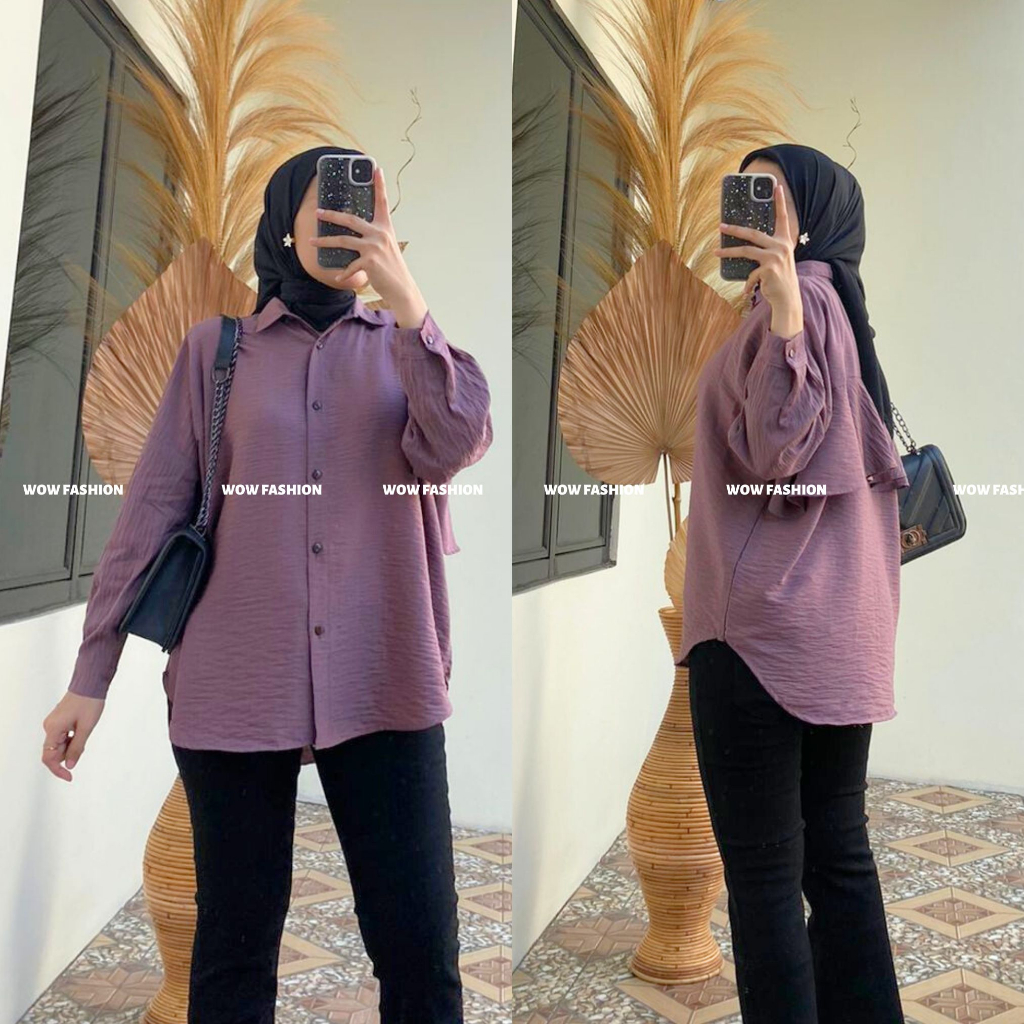 WOW-Olivia Kemeja Back Layer Wanita/ Pololinen Premium / Blouse Lucu /Baju Cewek