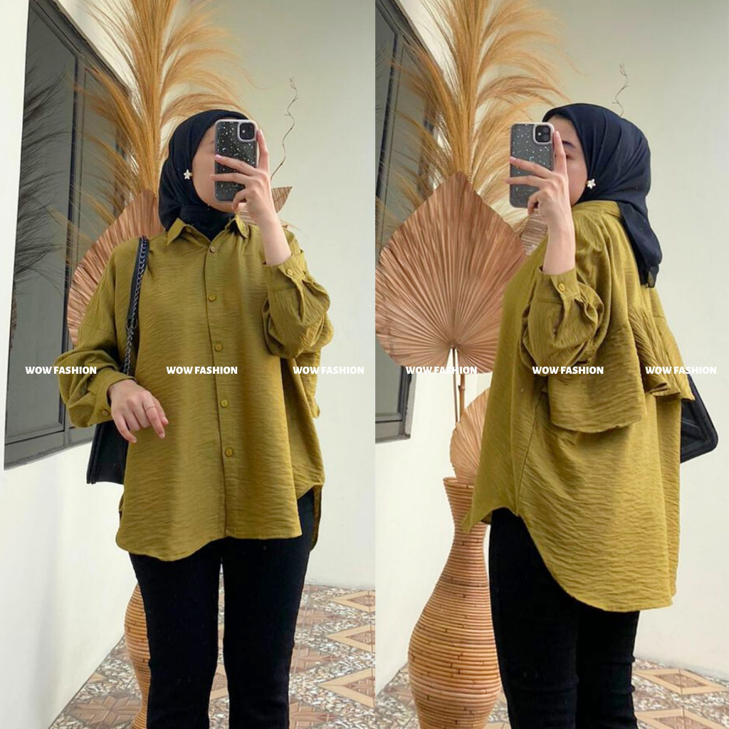 WOW-Olivia Kemeja Back Layer Wanita/ Pololinen Premium / Blouse Lucu /Baju Cewek