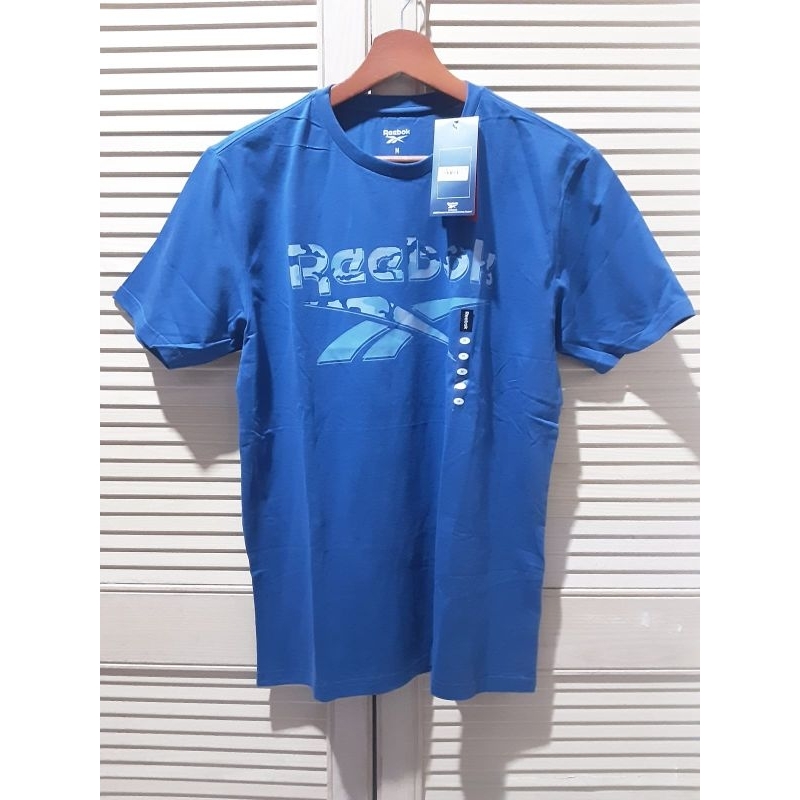 REEBOK Kaos Cotton Biru Dongker Pria-ORIGINAL