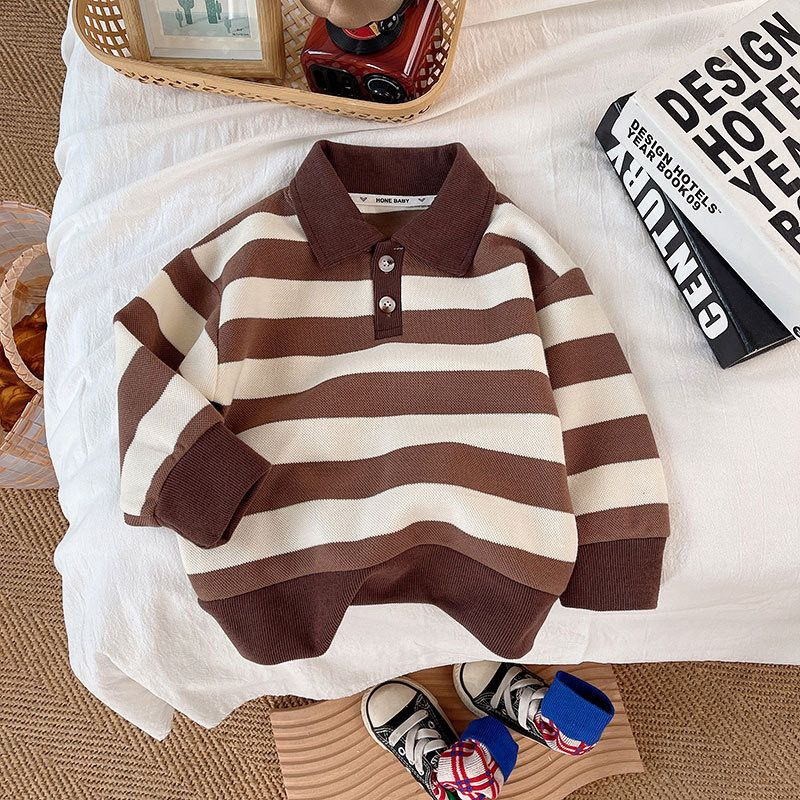 Sweater premium ala korea Motif GARIS GREY &amp; COKLAT lucu usia 6 bulan - 5 tahun ala korea