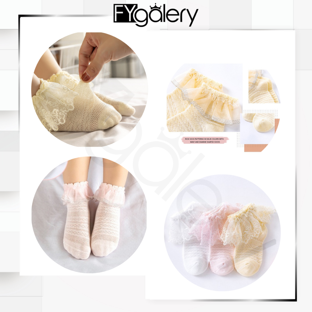 FYGALERY KS12 Kaos Kaki Renda Bayi Perempuan Katun Baby Socks Nyaman Murah