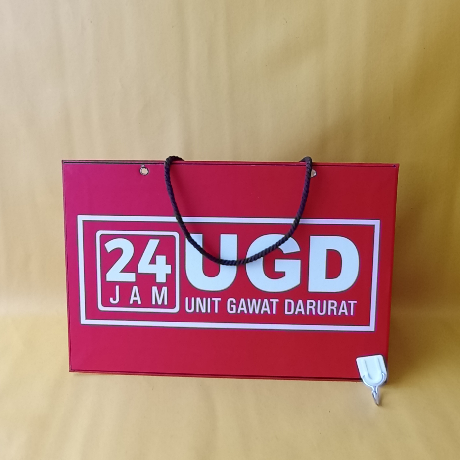 Poster Gantung Dua Sisi | Hard Poster UGD 24 Jam | Hard Poster Mohon Tenang Sedang Ada Tindakan