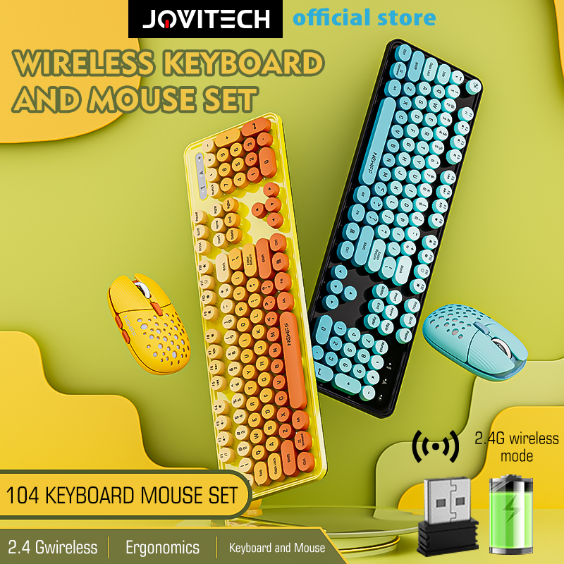 【COD】Jovitech Wireless Keyboard And Mouse Set Mixed Color 2.4 Ghz Wireless Cute For Laptop PC - KM01