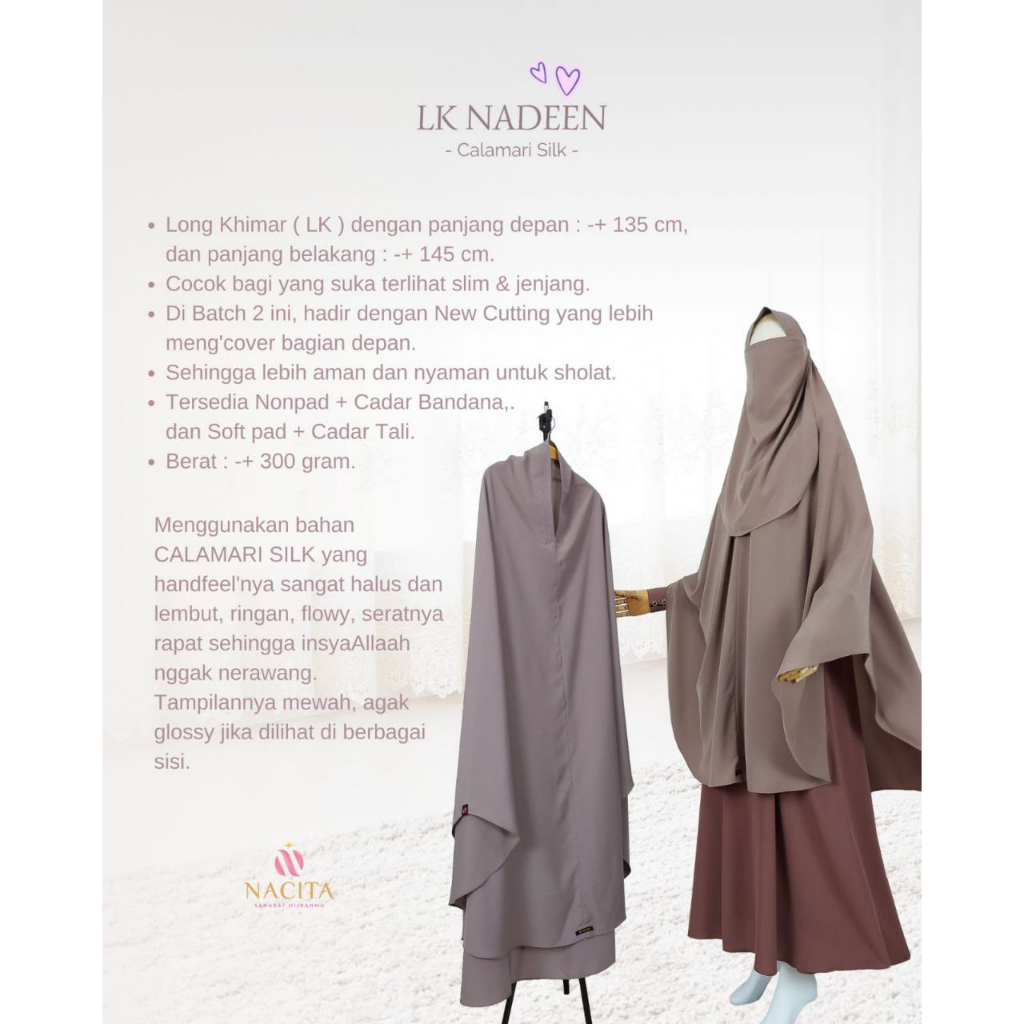 LK NADEEN BATCH 2 by NACITA klambieakhwat | long khimar menggunakan bahan calmary silk