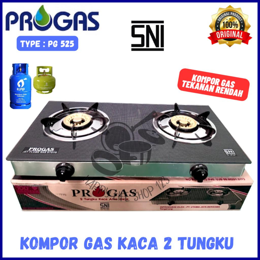 Kompor Kaca PROGAS 2 Tungku PG-525 / Kompor Gas 2 Tungku PROGAS / Kompor Gas Kaca 2 Tungku SNI