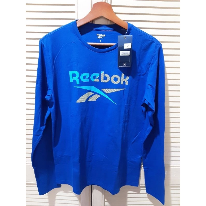 REEBOK Kaos Katun Biru tua Pria-ORIGINAL