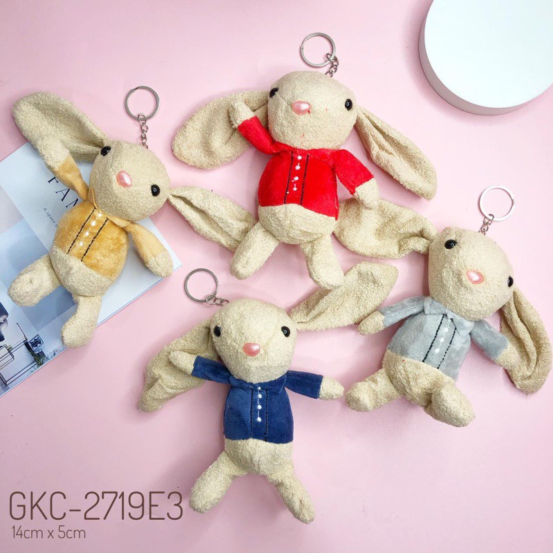 Gantungan kunci boneka kelinci rabbit Keta baju classic