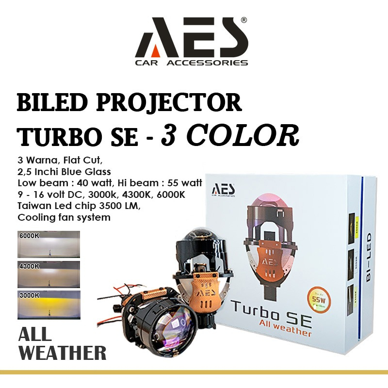 Biled Turbo SE 2.5 Inch AES 3 Warna 55 Watt Flat Mobil / Motor