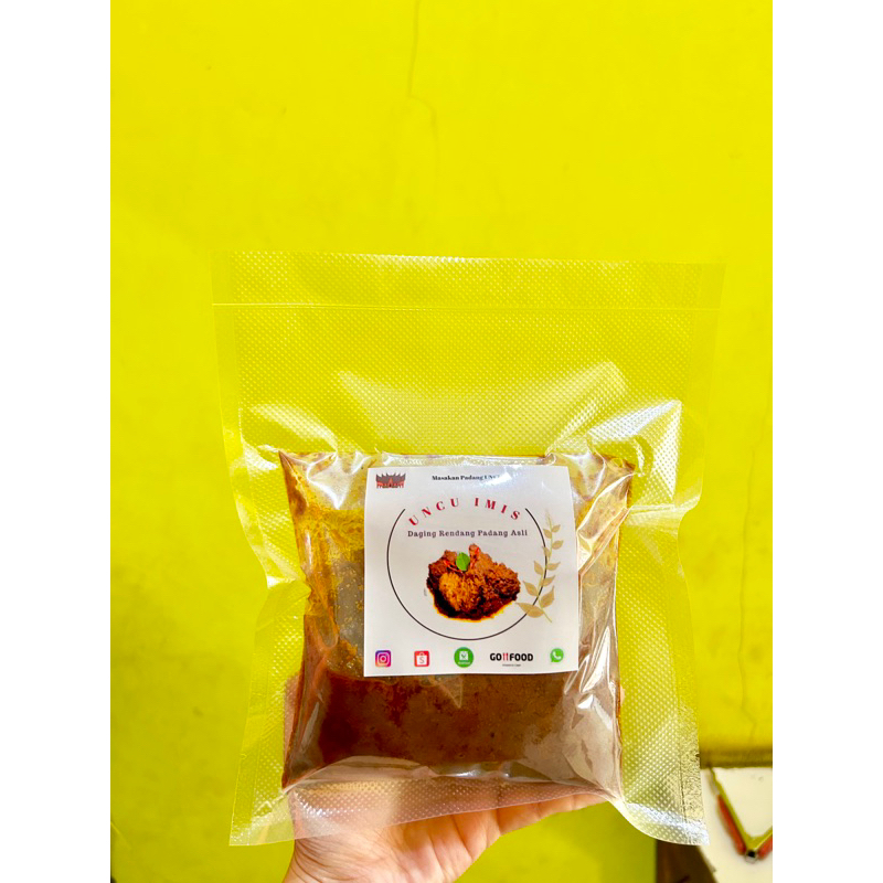 

Daging Rendang Uncu Imis Asli Padang 350 gram isi 5pcs