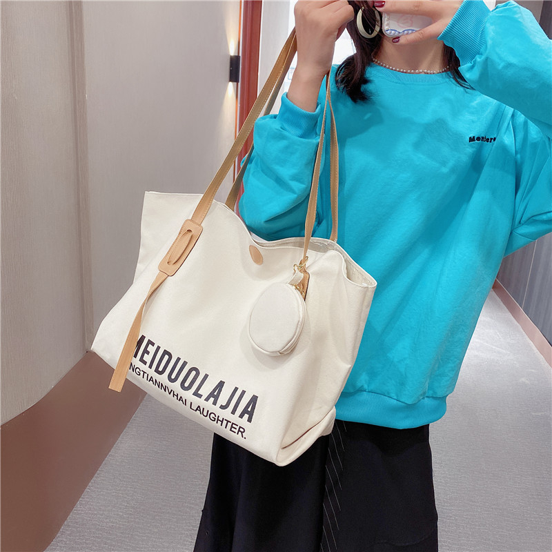 Functional Shoulder Tote Bag With Pouch Korean Style 10187