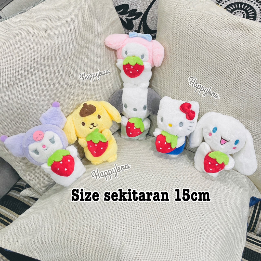 gantungan kunci boneka sanrio strawberry sasaw lolita kawaii fluffy besar