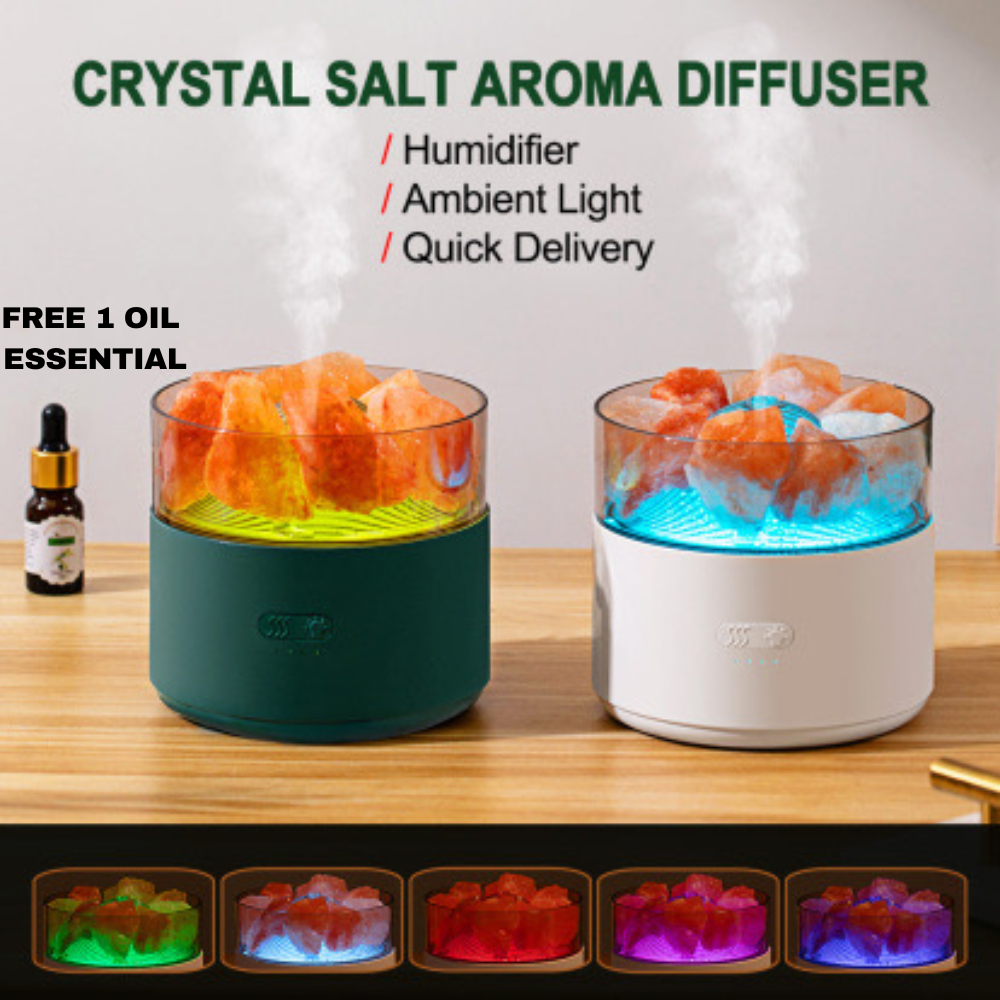 500mL Air Aroma Humidifier Diffuser Dengan 7 color HUMIDIFIER DIFFUSER/ Aromatherapy Purifier Diffuser Free Tujuh batu Himalaya DAN 1 Oil Essential