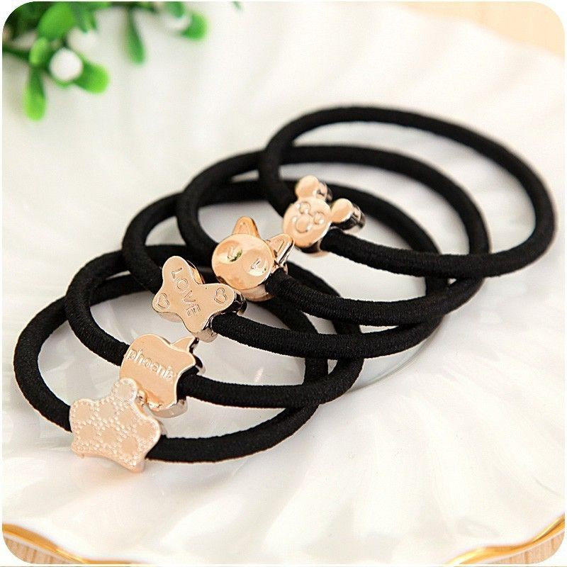 IKAT RAMBUT HITAM FASHION KOREA / IKAT RAMBUT KARET GELANG JEWERLY / AKSESORIS RAMBUT