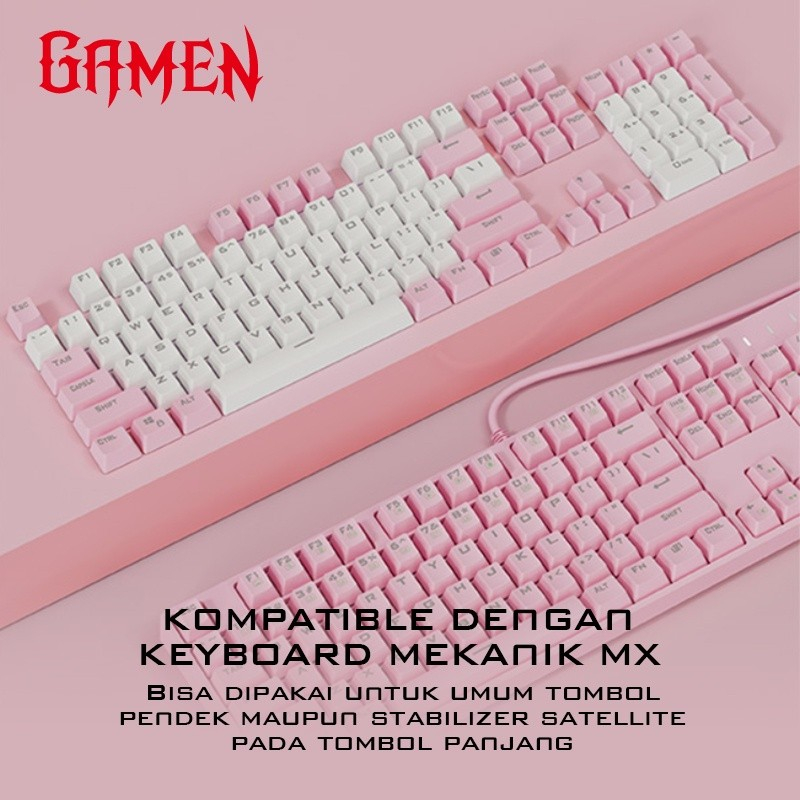 Keycaps GAMEN PBT Pink White for Mechanical Keyboard GMK01