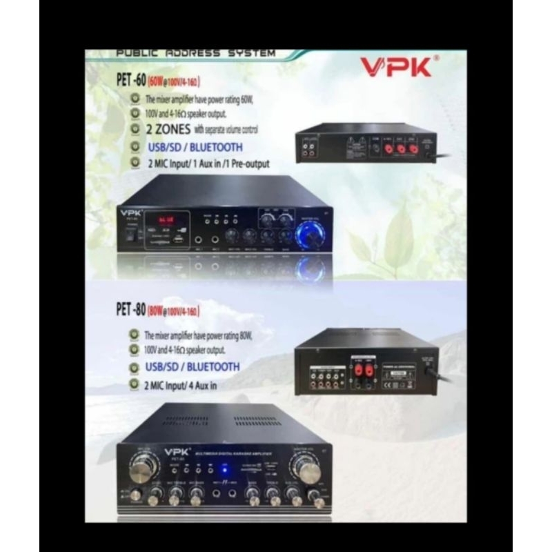 AMPLIFIER VPK PET 60 WATT ORIGINAL AMPLI VPK PET60 USB BLUETOOTH