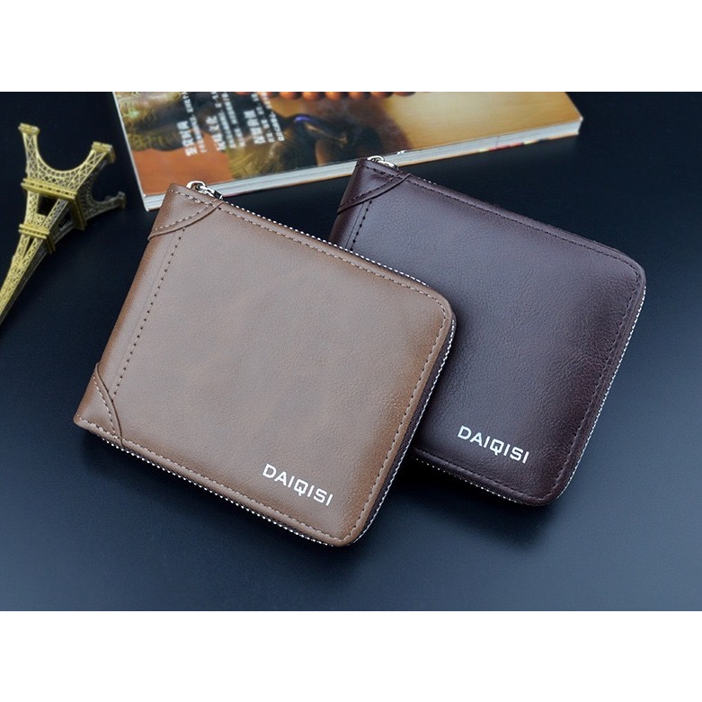 IMPOR DAIQISI YX602 DOMPET UANG LIPAT PRIA DENGAN ZIPPER SLETING ADA TEMPAT KOIN BAHAN LEMBUT TEBAL