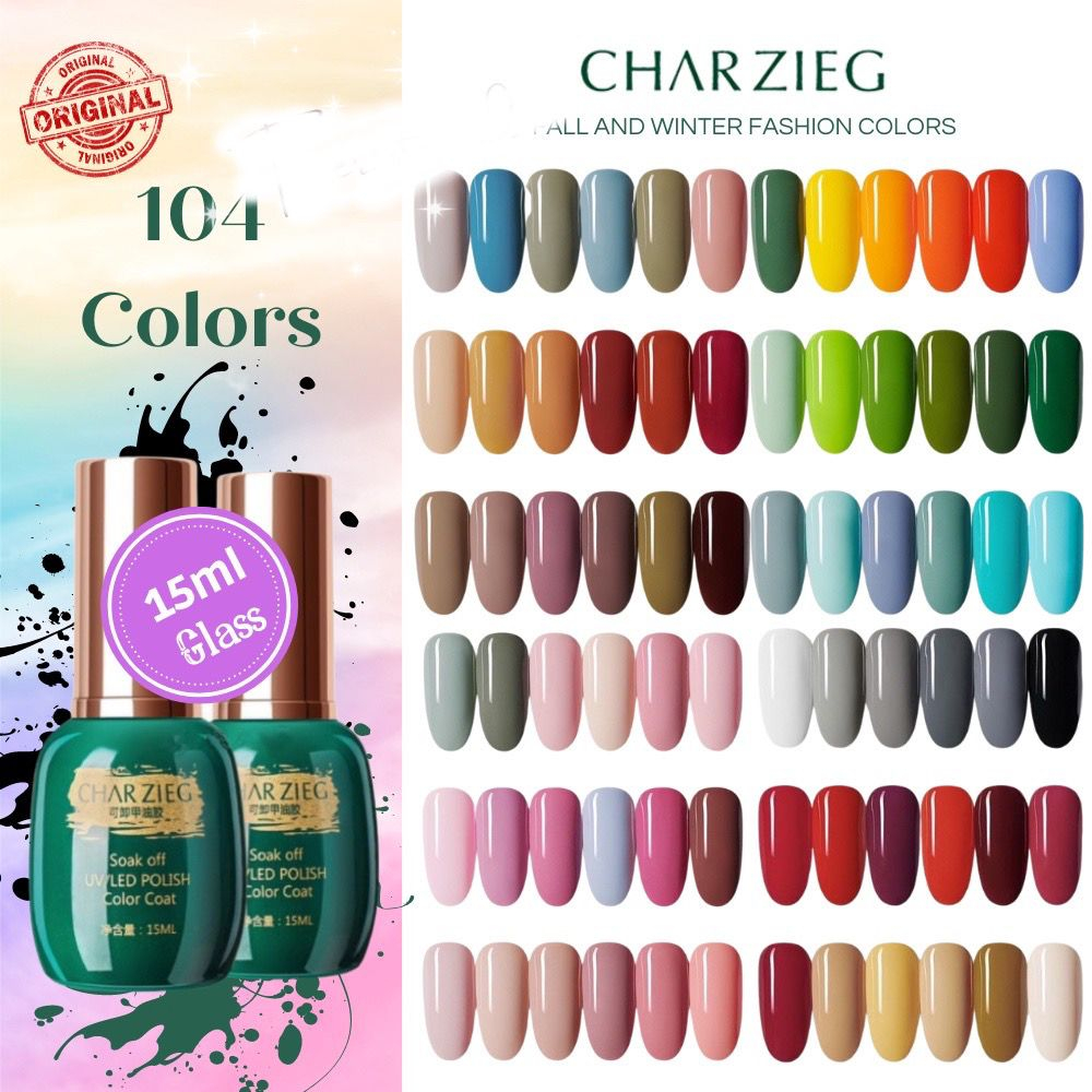 (61-80) CHARZIEG Gel Polish 15ml uv led gel polish kutek gel nail extension kuku palsu oval 132 warna