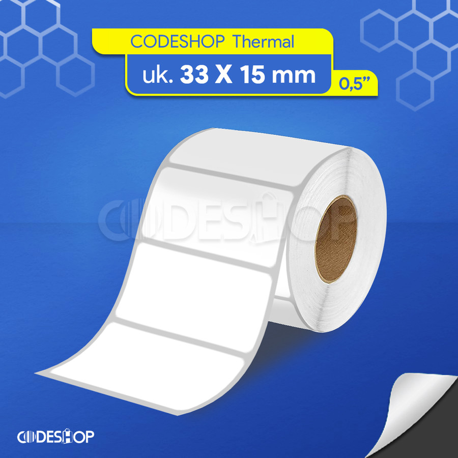 

Stiker Label Thermal 33x15mm 1 Line isi 495 Pcs Core 0,5" Gap Perforasi