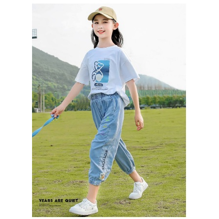 Setelan anak perempuan import LIL BEAR +JEANS TEBAL- setelan anak teenager perempuan import