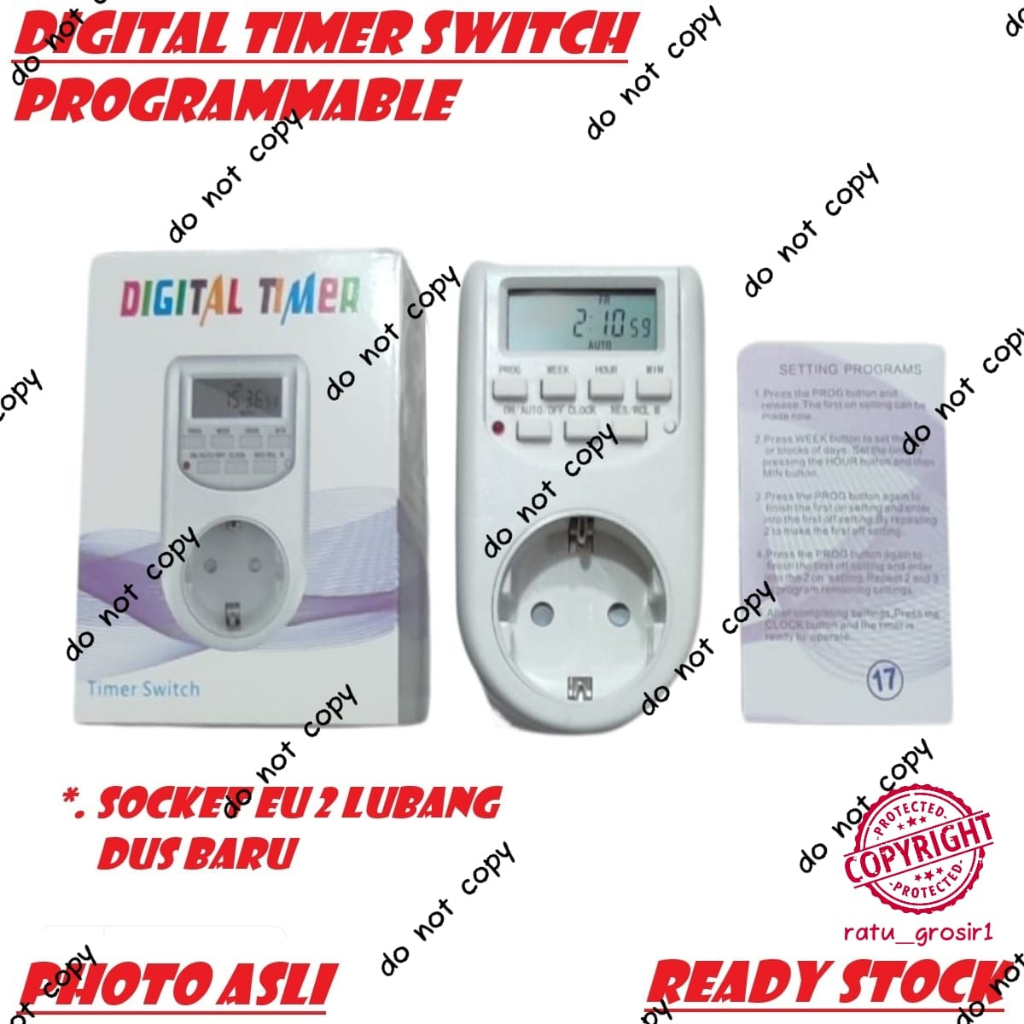 Programmable Digital Timer Switch Weekly Stop Kontak Minggu 16 Program