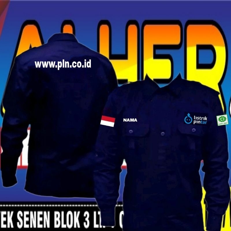 kemeja PLN listrik pintar full bordir kemeja listrik pintar kemeja BUMN baju PLN baju listrik pintar