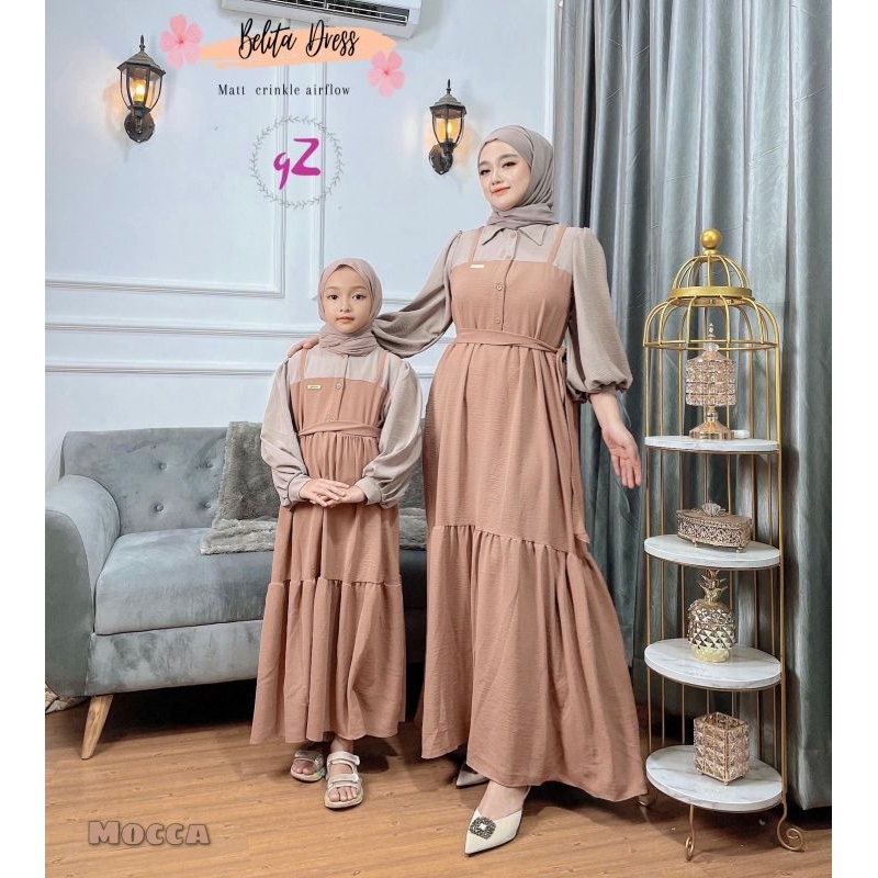 Dress/Gamis Crincle couple ibu dan anak ORI By Gwenza (Harga ECER)