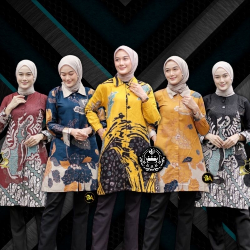 Tunik Batik Wanita Modern Terbaru JUMBO M L XL XXL XXXL Atasan Batik Wanita Seragam Murah