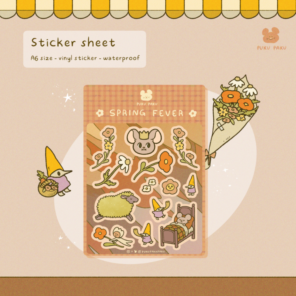 

SPRING FEVER Sticker Sheet Cute Lucu Teman Binatang Hutan