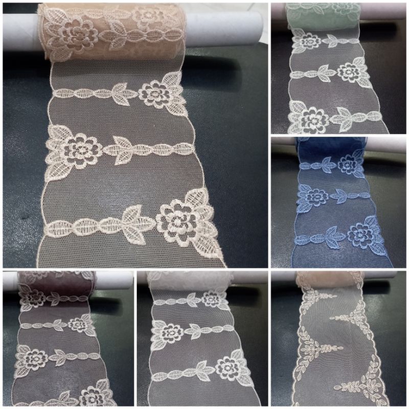 renda tile bordir lebar 10cm varian warna