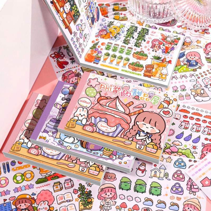 50LEMBAR STIKER AESTHETIC KARTUN LUCU /DEKORASI JURNAL/SCRAPBOOK