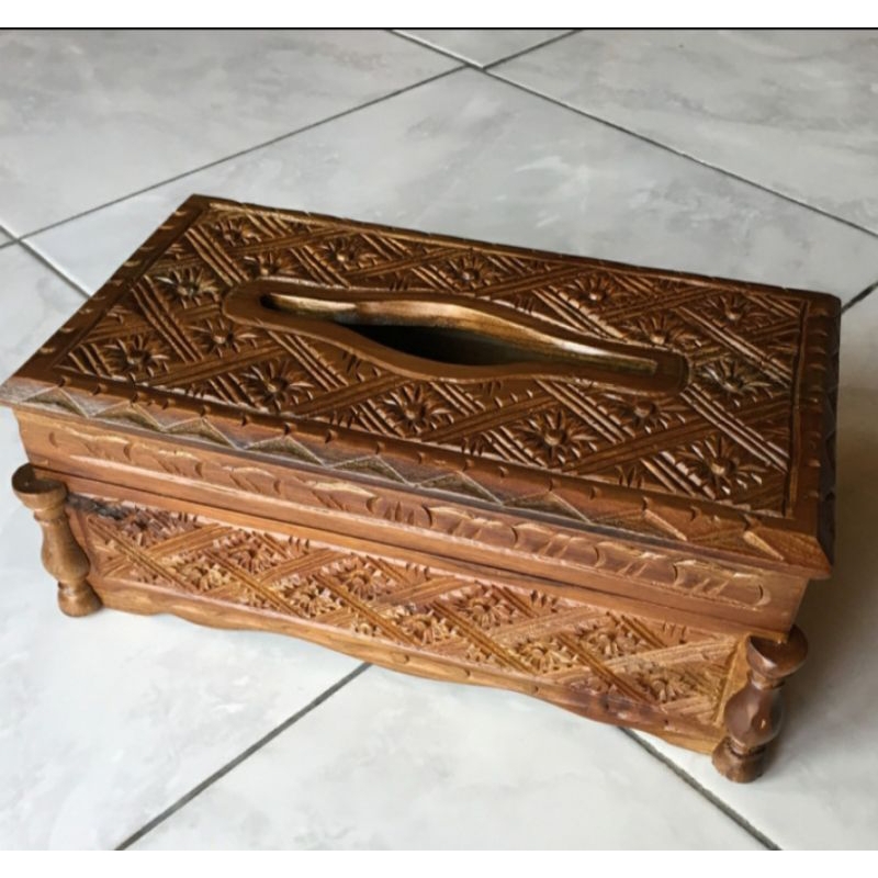 Kotak Tisu Ukir kayu Jati Asli/Tempat Tisu Jati/Kotak Tisu Kayu Jati Solid