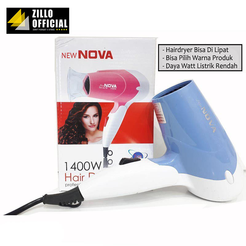 ZILLO Catokan Rambut Kemei BONUS Hairdryer NOVA Catok Rambut Bisa Untuk Lurus Dan Curly Kemei 531 Plat Lebar ORIGINAL