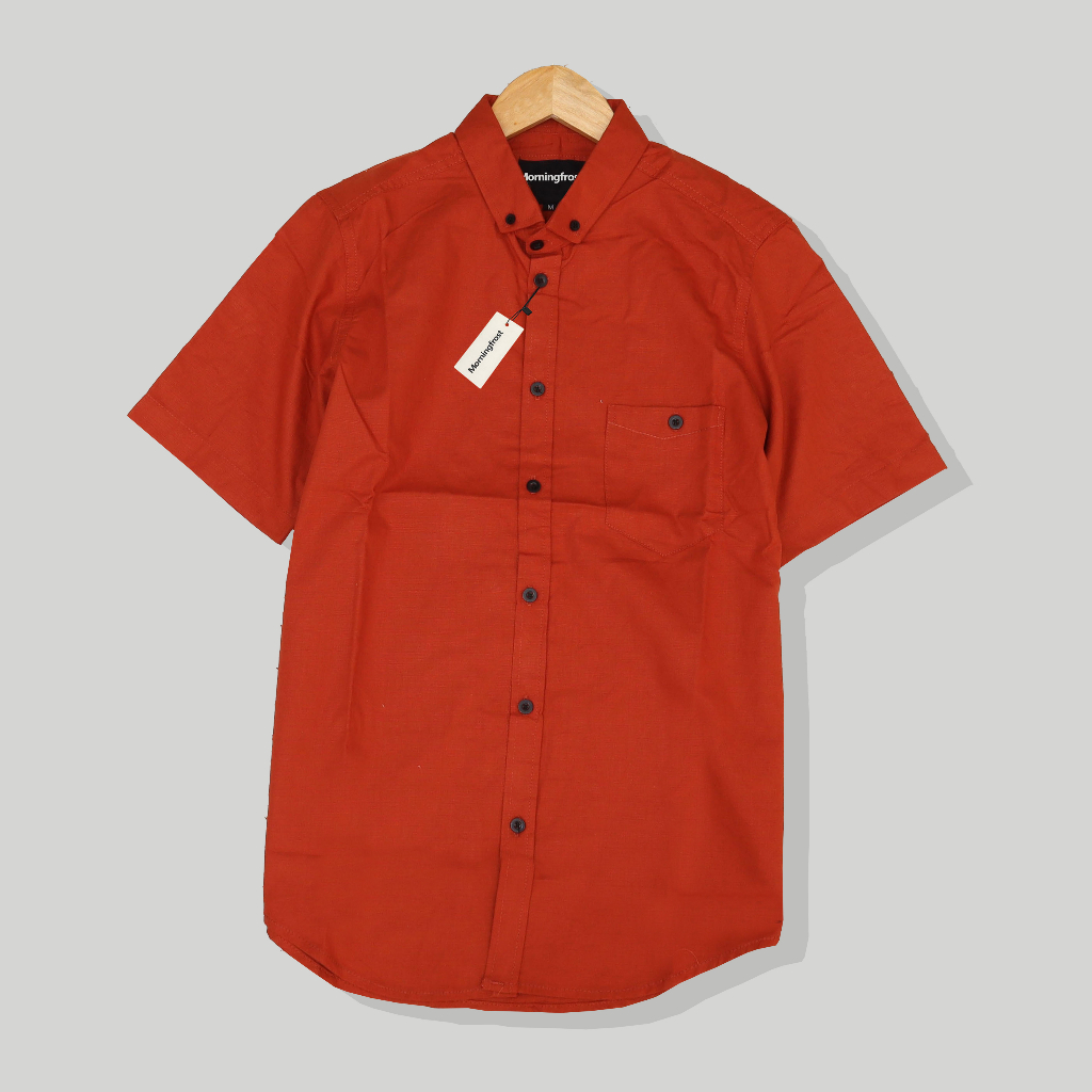 Morningfrost Kemeja Polos Pria Lengan Pendek Kemeja Casual Kemeja Hight Quality Terracota