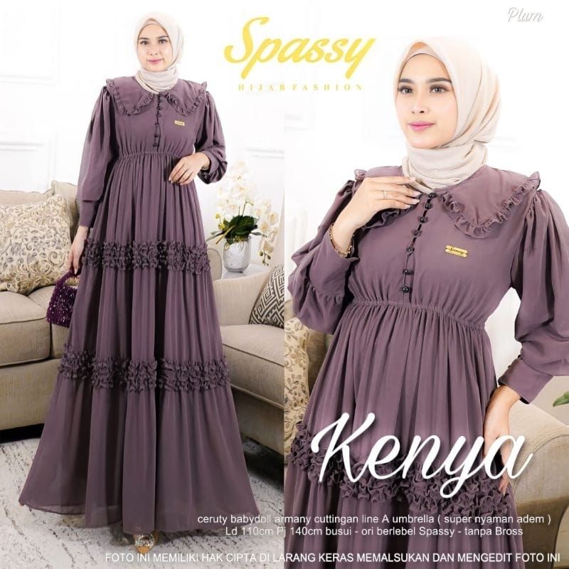 Terbaru Kenya Dress Ceruty Babydoll Full Furing Gamis Pesta Mewah Elegan Baju Kondangan Wanita Long Dress Kenaya