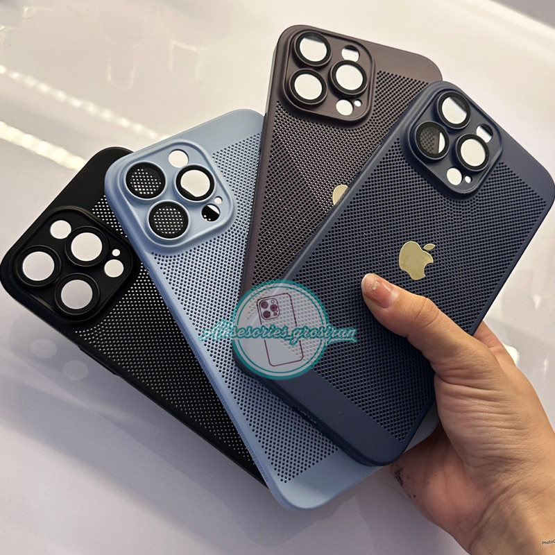 NEW !! Premium Slim Fit AIRWAY COOLING Net Case Anti Panas Iphone 11 12 13 14 PRO MAX 14+ PLUS Lens Protector Cover