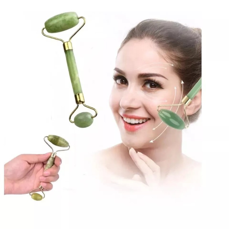 FREE ONGKIR MEDAN TERMURAH FACE MASSAGER JADE ROLLER GUASHA 2IN1 ALAT PIJAT PERAWATAN WAJAH MANUAL